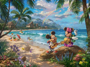 Thomas Kinkade Painting - Mickey and Minnie in Hawaii Thomas Kinkade